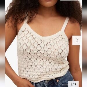 Mango Elegant Cream Knit Women's Top Size M